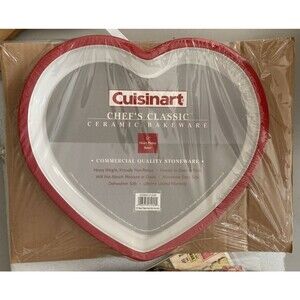 Cuisinart Chefs Classic Ceramic Bakeware 12" Heart Platter Baker Stoneware Red